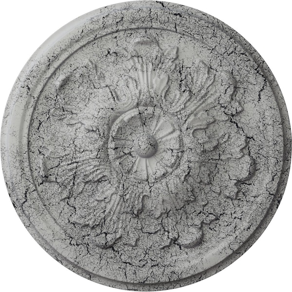 Ekena Millwork Legacy Acanthus Medallion (Canopies up to 3 1/2"), 12 3/4"OD x 7/8"P, Ultra Pure White Crackle CM12LEUWC - main